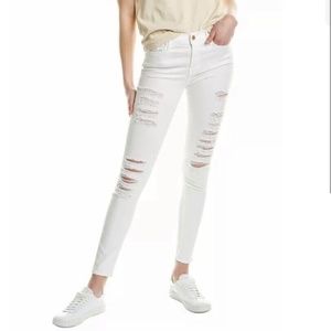 Frame Le Skinny De Jeanne Mid Rise Distressed White Jeans in Size 33 NWT Skinny